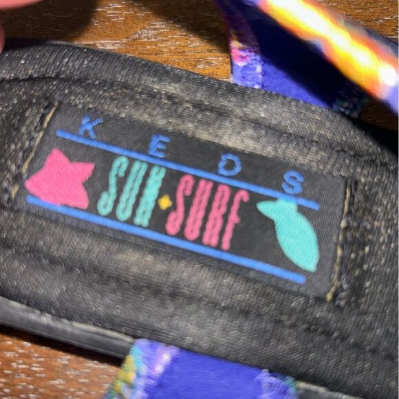 Vintage Keds Floral Print Sun Surf Slip On Sling Back Sandal Shoes - Picture 7 of 10